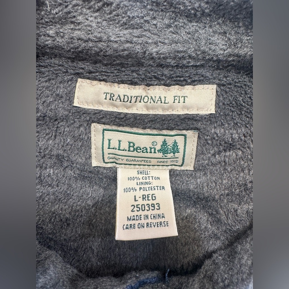 L.L. Bean Mens Fleece-Lined Flannel Shirt Jacket Size Large Traditional Fit Blue - Picture 4 of 10